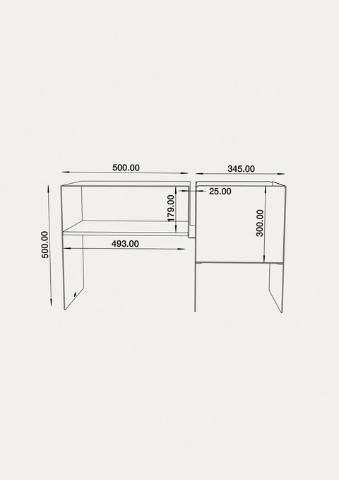 La Console Vinyles Basse - Blanc & Noyer