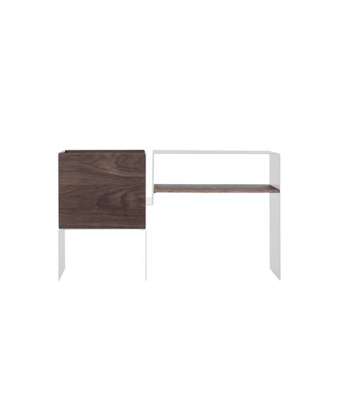 La Console Vinyles Basse - Blanc & Noyer