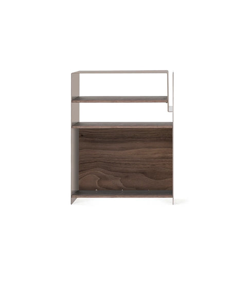 La Console Vinyles Haute - Taupe & Noyer