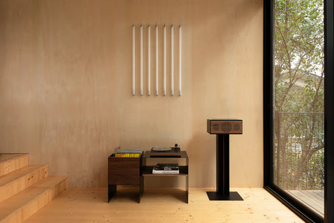 La Console Vinyles Basse - Noir & Noyer