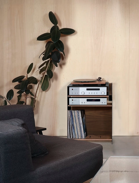 La Console Vinyles Haute - Noir & Noyer