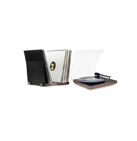 Le Pack Platine Square CC & Rangement Vinyles Noir & Noyer